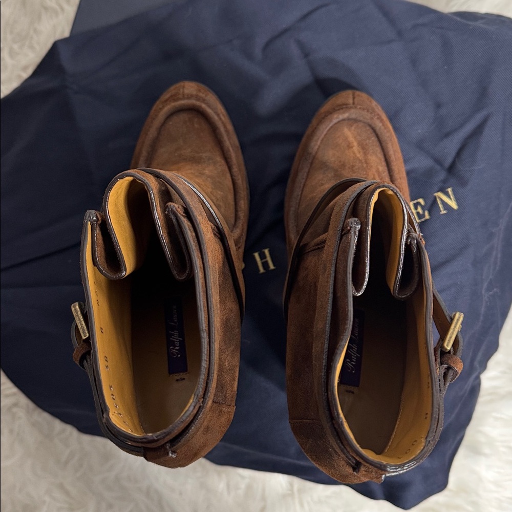 Ralph Lauren Purple Label Brown Suede Ankle Boots - Picture 8 of 11